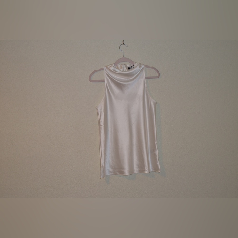DKNY White Halter Silky Blouse